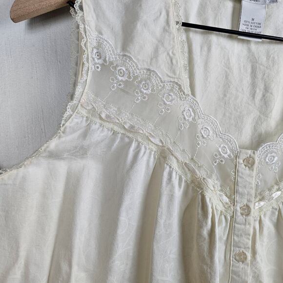 Amelia's Collection Victorian Sleeveless Nightgown M Ivory Brocade Romantic - Picture 3 of 9